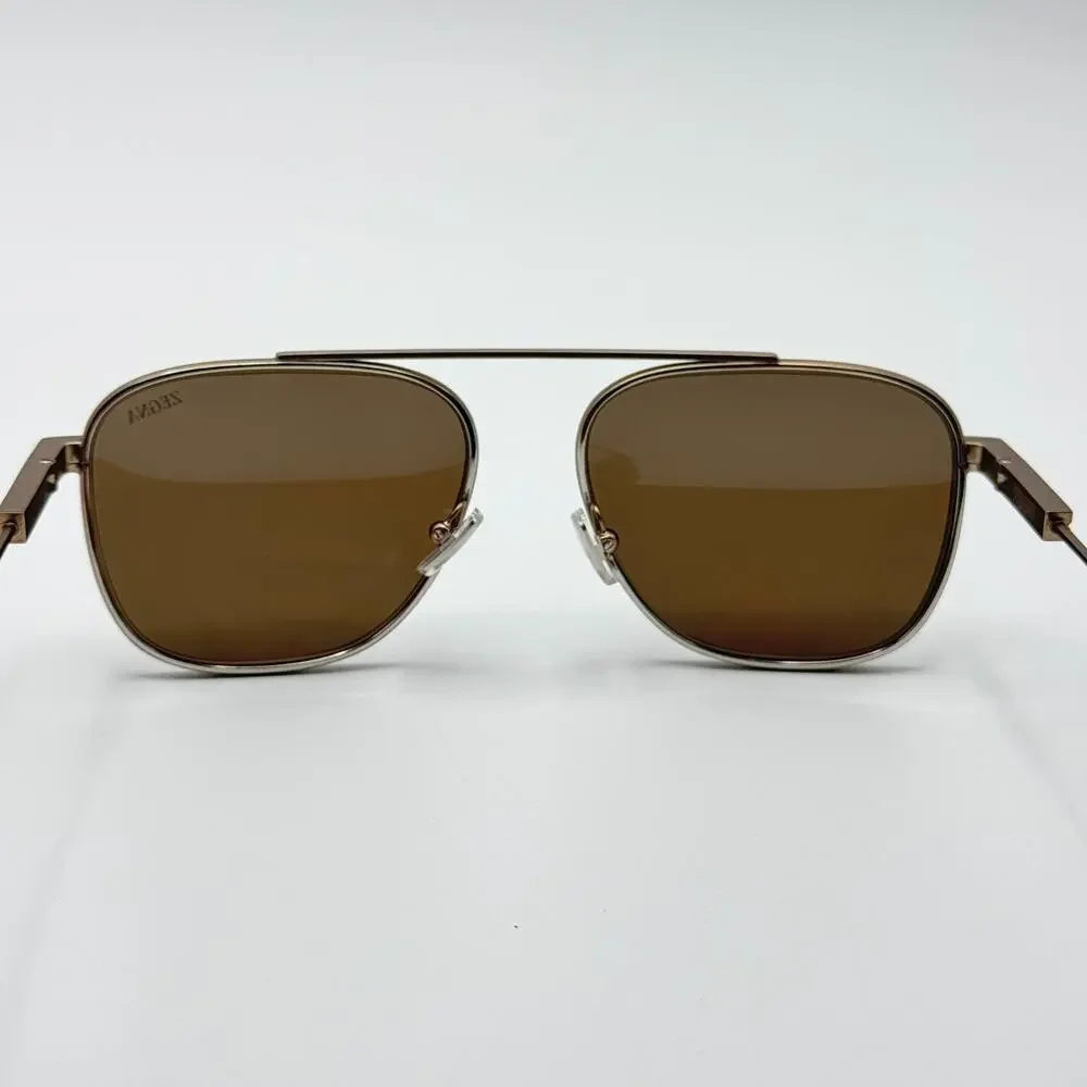 Ermenegildo Zegna Sunglasses EZ0291 35E Matte Light Brown Frame Brown Lens 57mm
